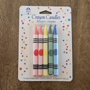 New Crayon Candles Set Of 10 New 3 1/4 Inch High Birthday & Shower Celebrations